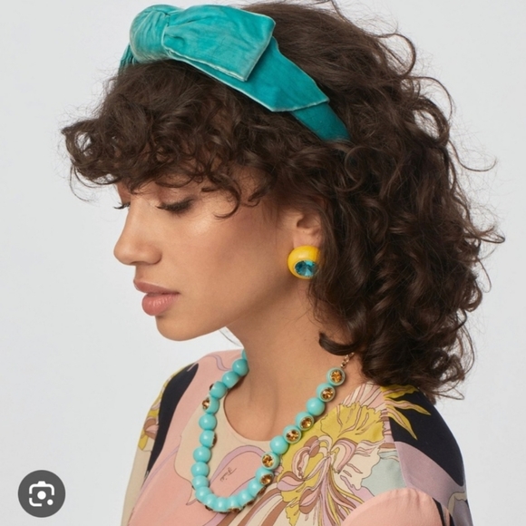 LELE SADOUGHI Turquoise Velvet SHIRLEY Wide Ribbon Aqua Blue Luxe Headband NWT - Picture 1 of 6